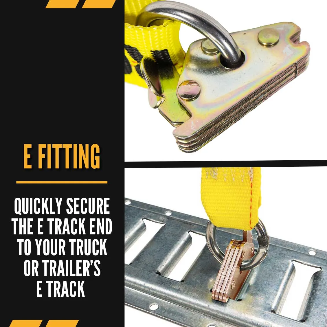 2" x 15' Tow Truck Ratchet Strap - E-Fitting / RTJ Cluster Hook | Yellow