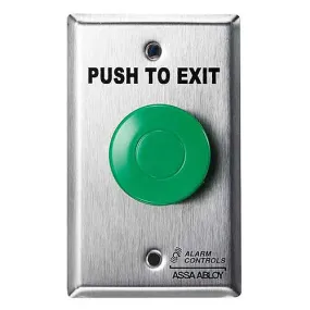 Alarm Controls TS-14 Request to Exit Station with Pneumatic Timer, PUSH TO EXIT, Single Gang, Green Push Button, 1 N/O & 1 N/C Contact, Stainless Steel