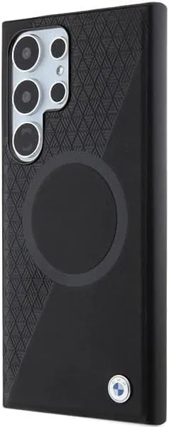 BMW Signature Leather Half Textured and Circle with MagSafe Hard Case for Samsung Galaxy S24 Ultra 6.8" Black - BMHMS24L23RTPK