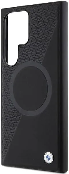 BMW Signature Leather Half Textured and Circle with MagSafe Hard Case for Samsung Galaxy S24 Ultra 6.8" Black - BMHMS24L23RTPK