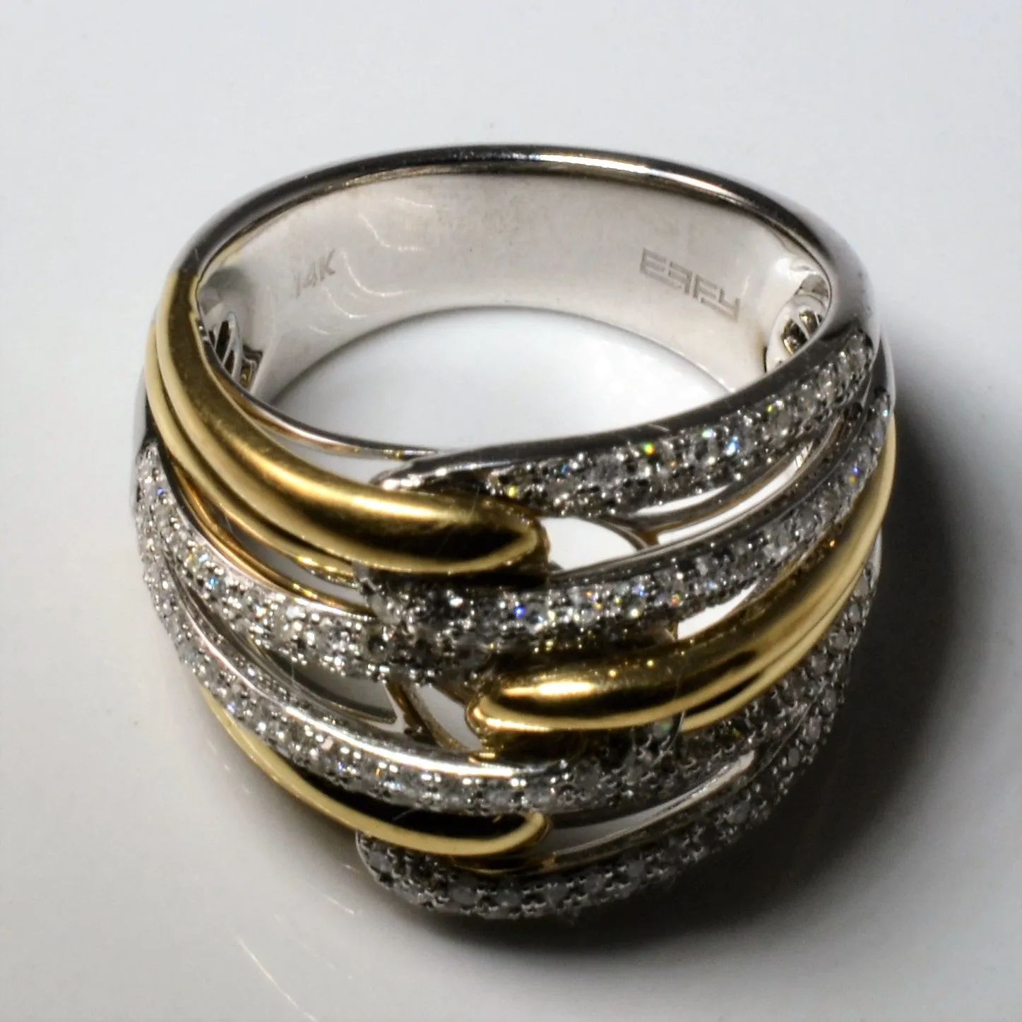'Effy' Interlocking Two Tone Diamond Ring | 0.65ctw | SZ 7 |