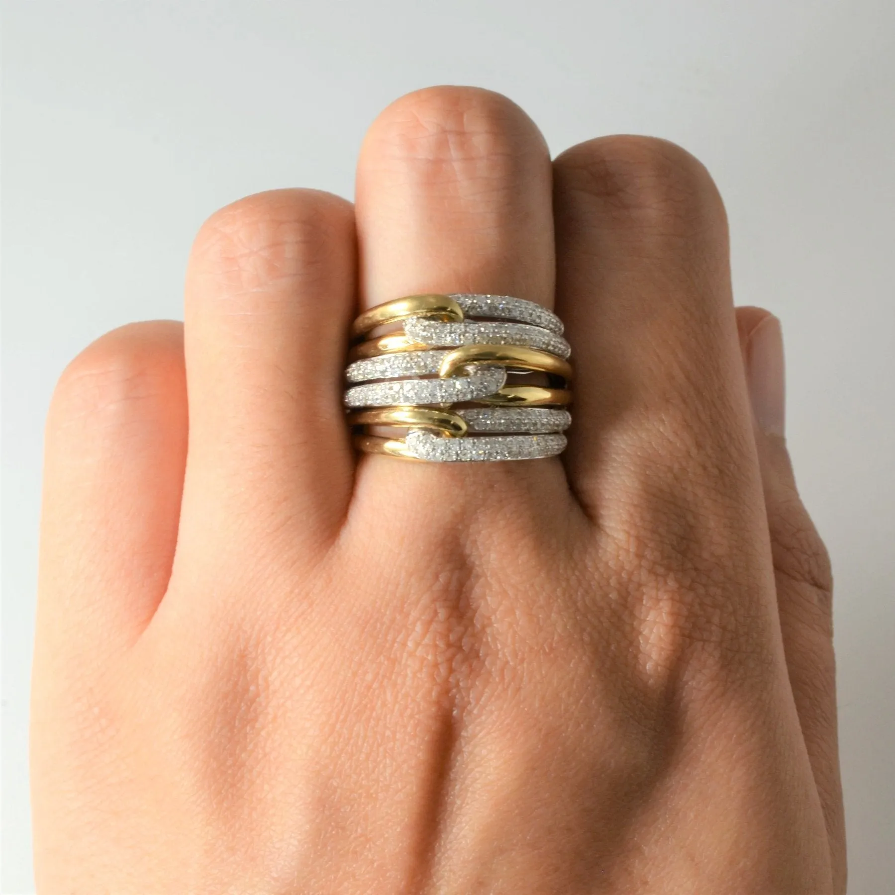 'Effy' Interlocking Two Tone Diamond Ring | 0.65ctw | SZ 7 |