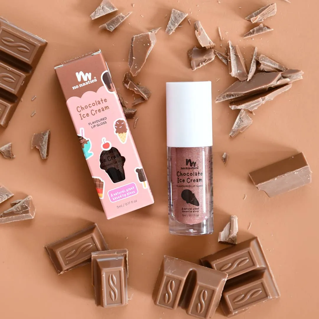Natural Kids Lip Gloss Wands: Chocolate Ice Cream - Light Chocolate Coloured