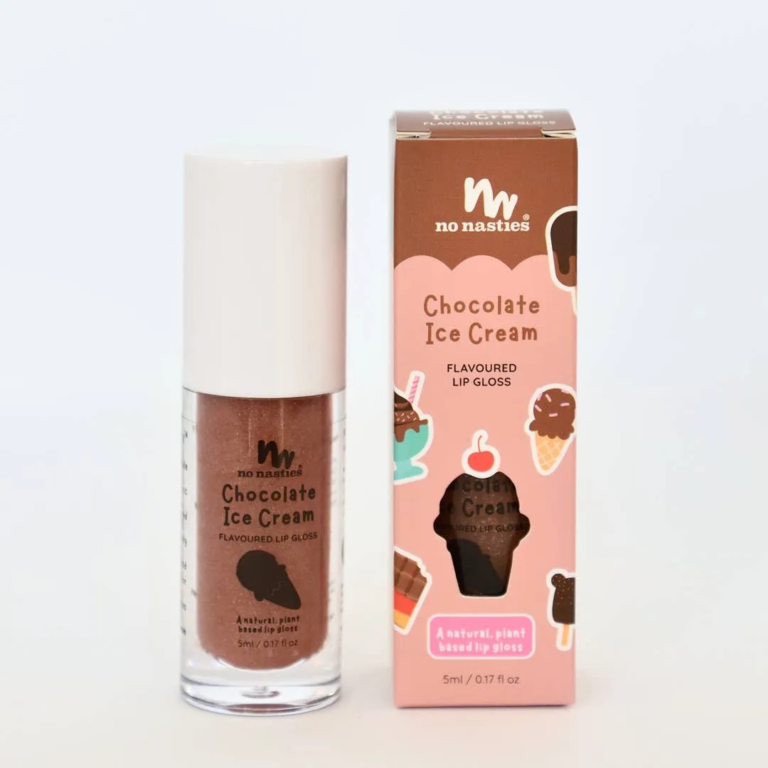 Natural Kids Lip Gloss Wands: Chocolate Ice Cream - Light Chocolate Coloured