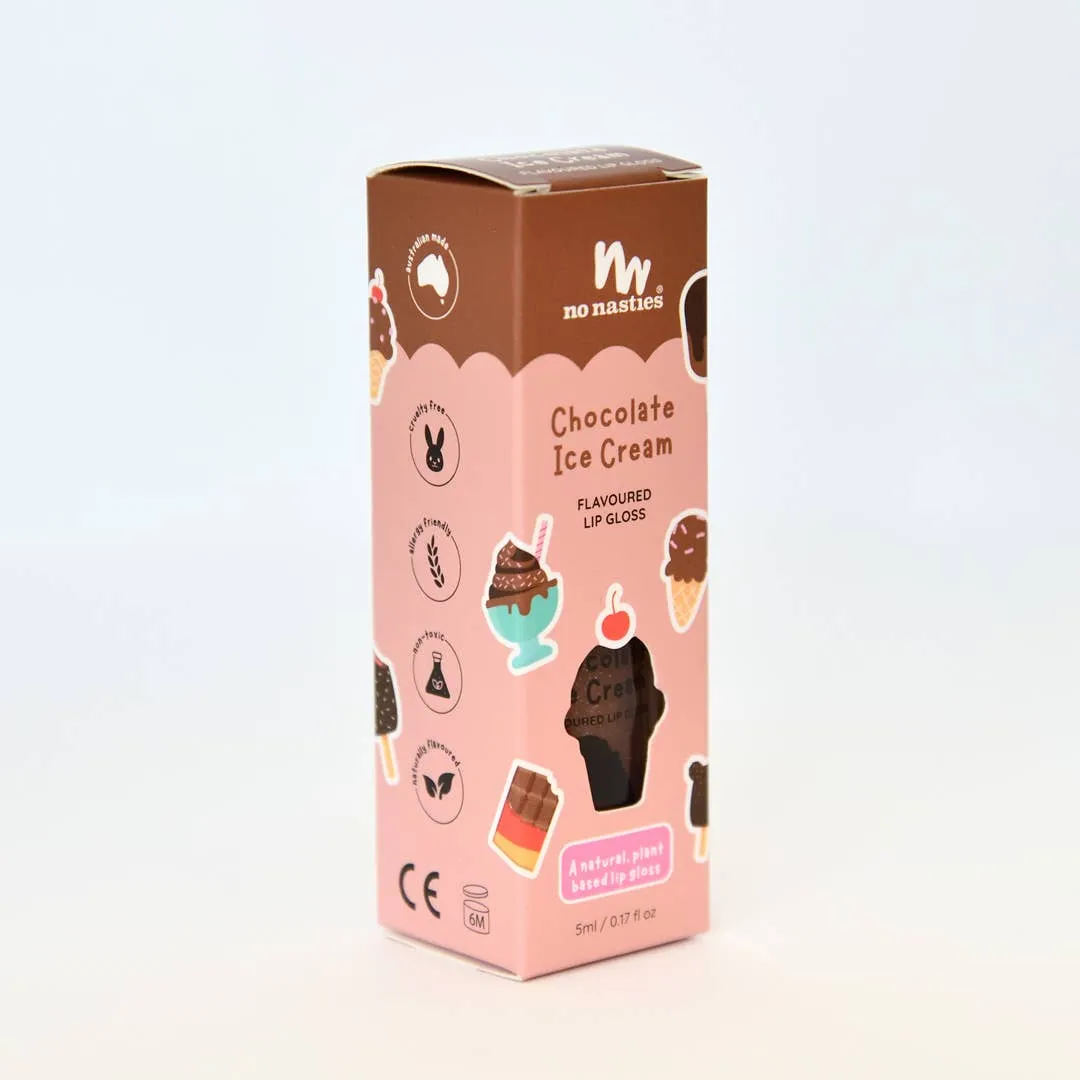 Natural Kids Lip Gloss Wands: Chocolate Ice Cream - Light Chocolate Coloured