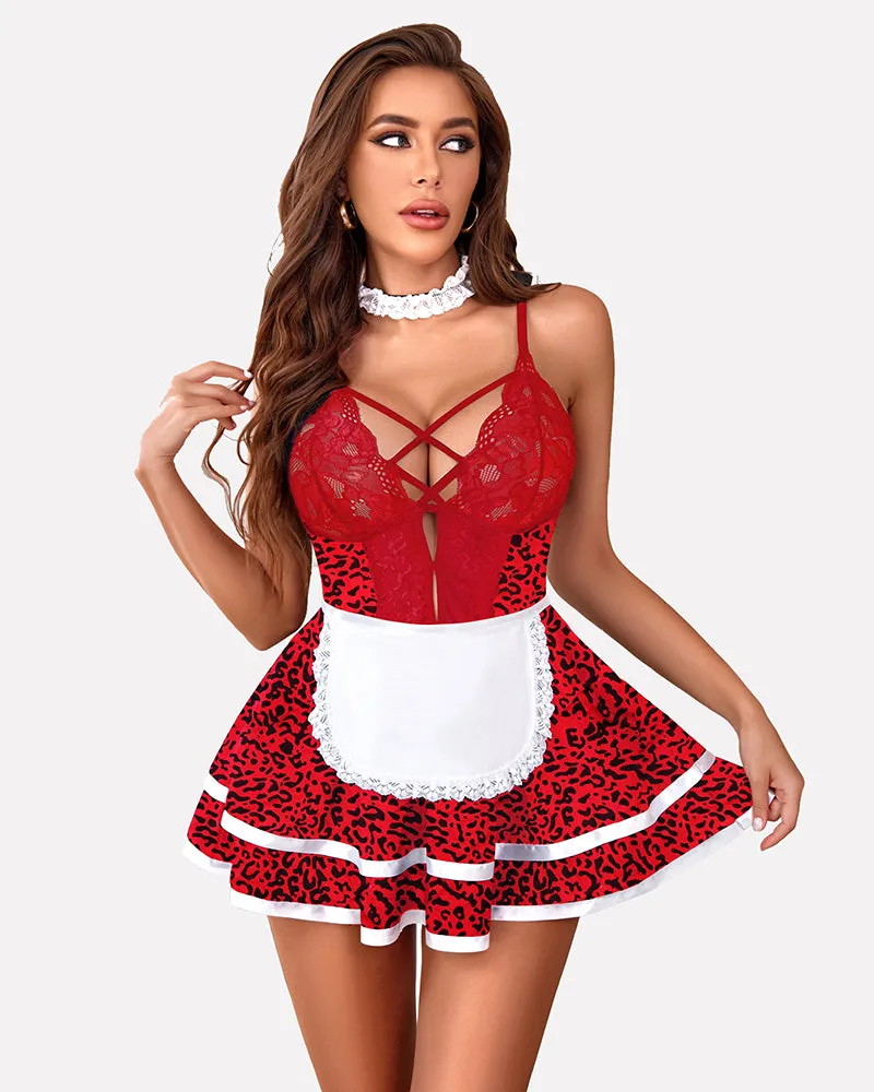 Plaid Maid Lingerie Costume Babydoll